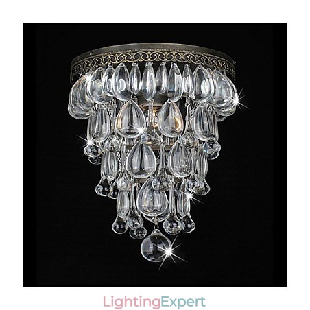 Antique Green Wall Lights with Crystal Beaded Pendants