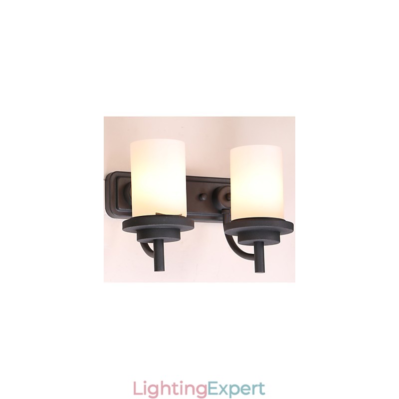 2*Retro Iron Classic Style Wall light in Painting Processing with Frosted glass
