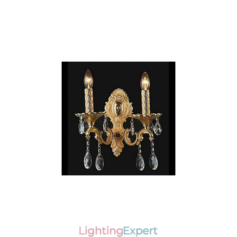Golden Crystal Wall Light with 2 Lights