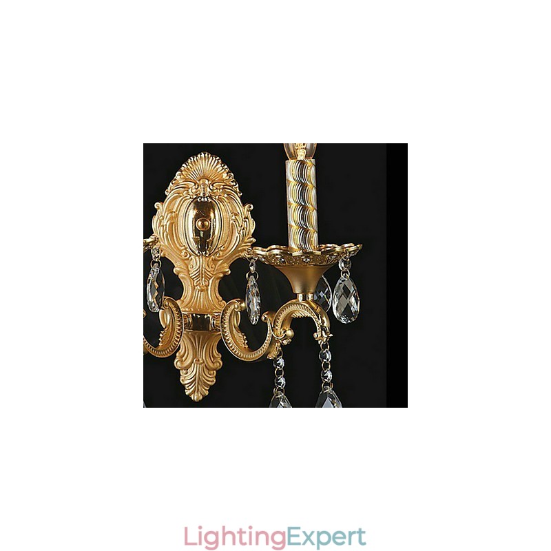 Golden Crystal Wall Light with 2 Lights
