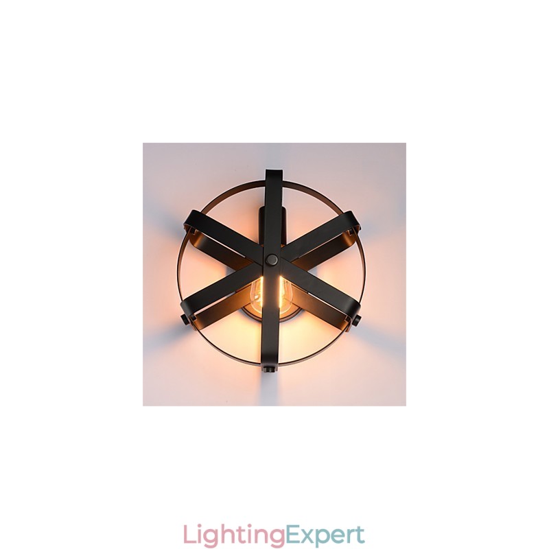 New Vintage Style Industrial Round Wall Sconce balcony Loft Entry Hallway Bedroom Wall Lamp