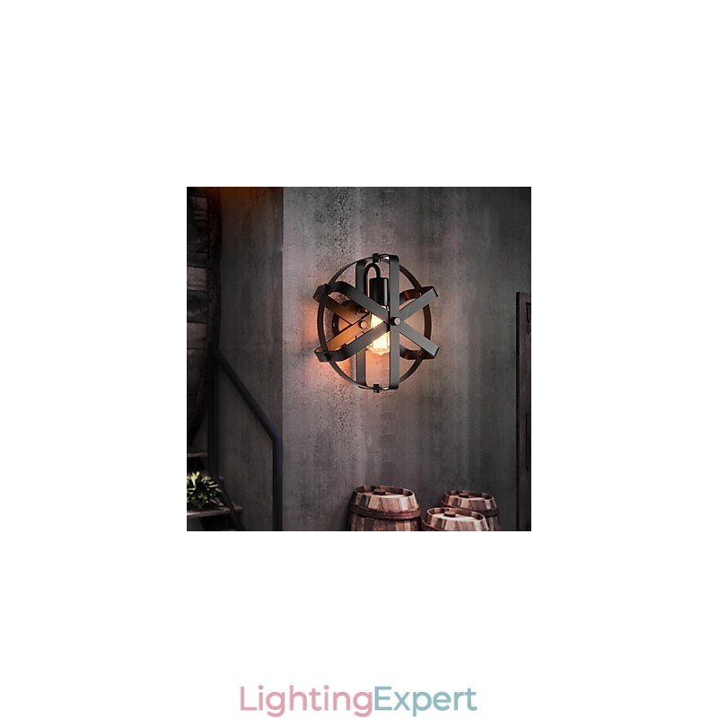 New Vintage Style Industrial Round Wall Sconce balcony Loft Entry Hallway Bedroom Wall Lamp