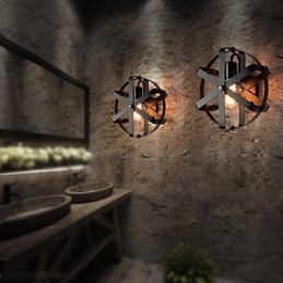 New Vintage Style Industrial Round Wall Sconce balcony Loft Entry Hallway Bedroom Wall Lamp