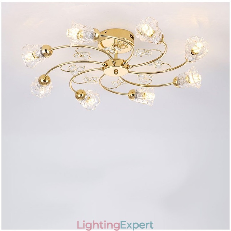 Artistic Aluminum Flush Mount Lights With Crystals