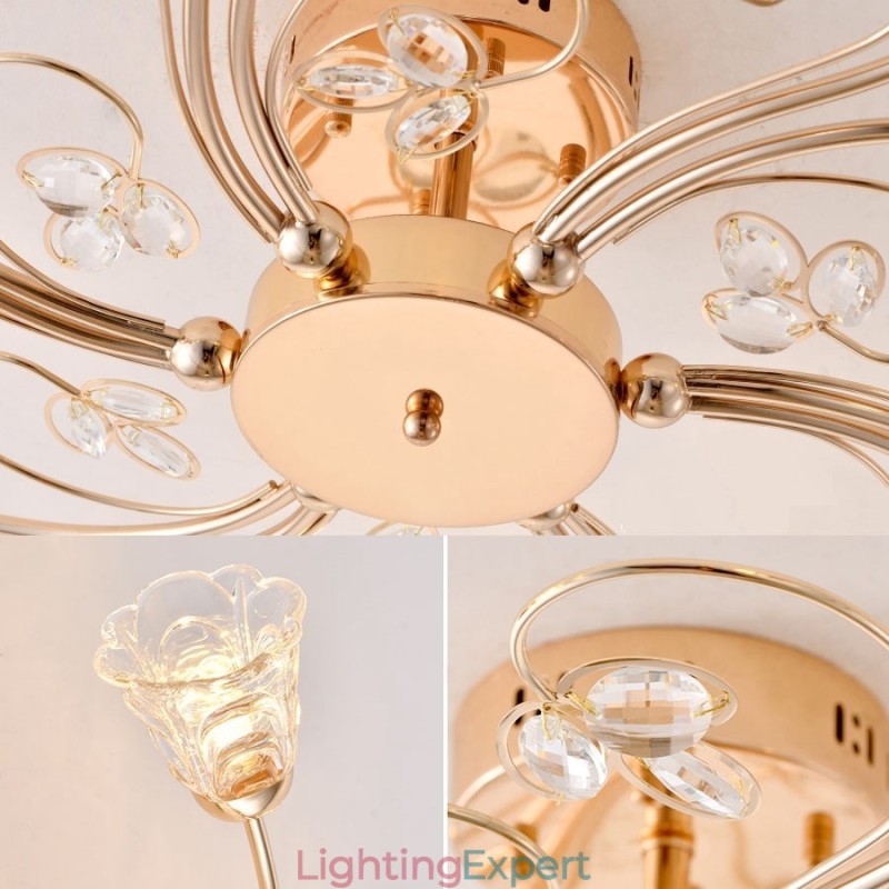 Artistic Aluminum Flush Mount Lights With Crystals