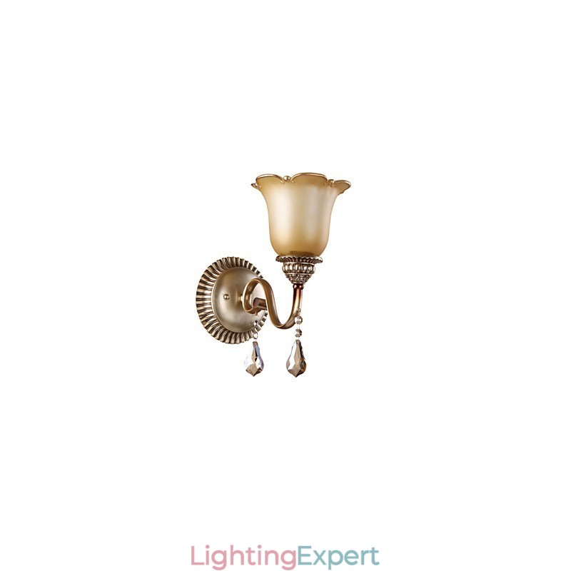 Europe Type Restoring Ancient Ways Wrought Iron Bedroom Crystal Glass Wall Lamp Light