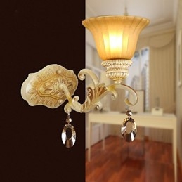 Europe Type Restoring Ancient Ways Wrought Iron Bedroom Crystal Glass Wall Lamp Light