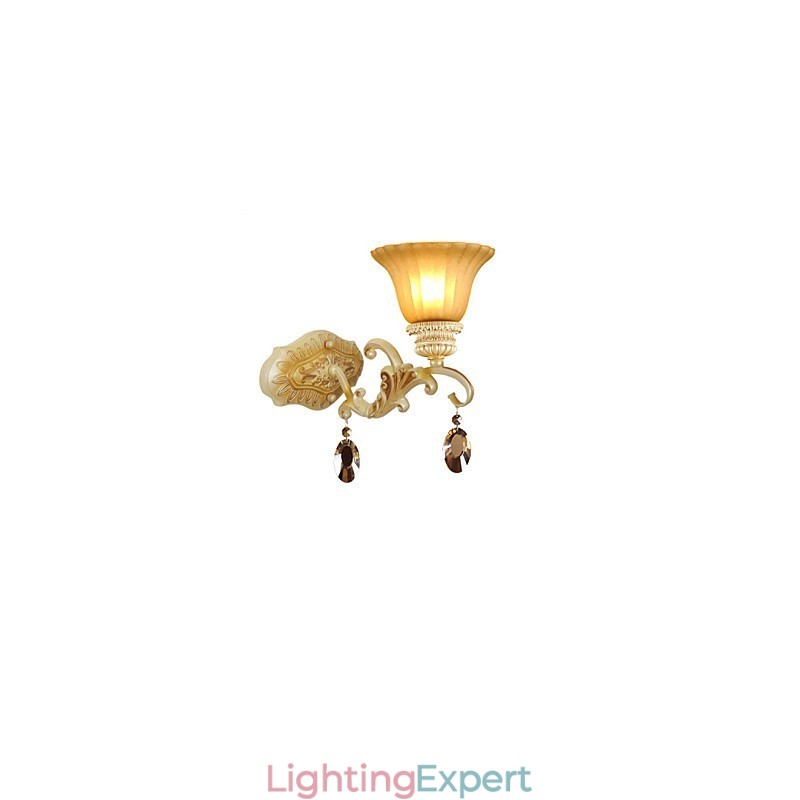 Europe Type Restoring Ancient Ways Wrought Iron Bedroom Crystal Glass Wall Lamp Light