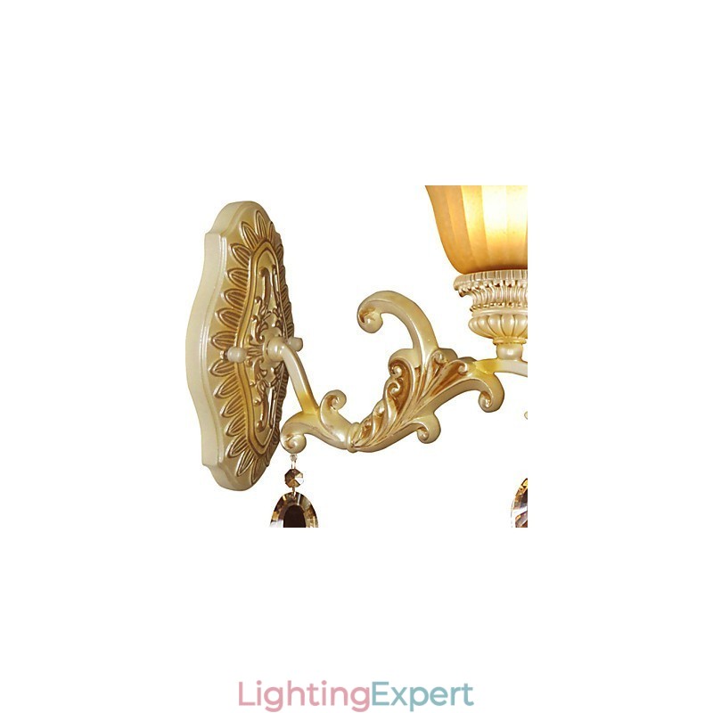 Europe Type Restoring Ancient Ways Wrought Iron Bedroom Crystal Glass Wall Lamp Light