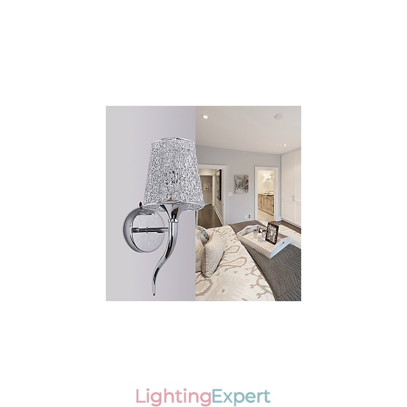 Silver Bedside Lamp Reading Wall Lamps Plumbing Trap Background Mirror Light