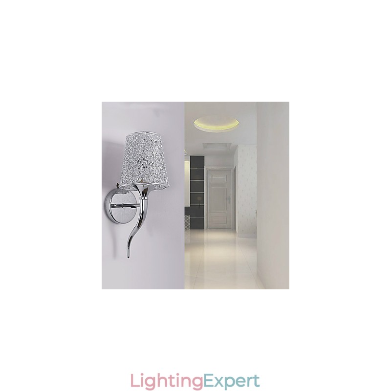 Silver Bedside Lamp Reading Wall Lamps Plumbing Trap Background Mirror Light