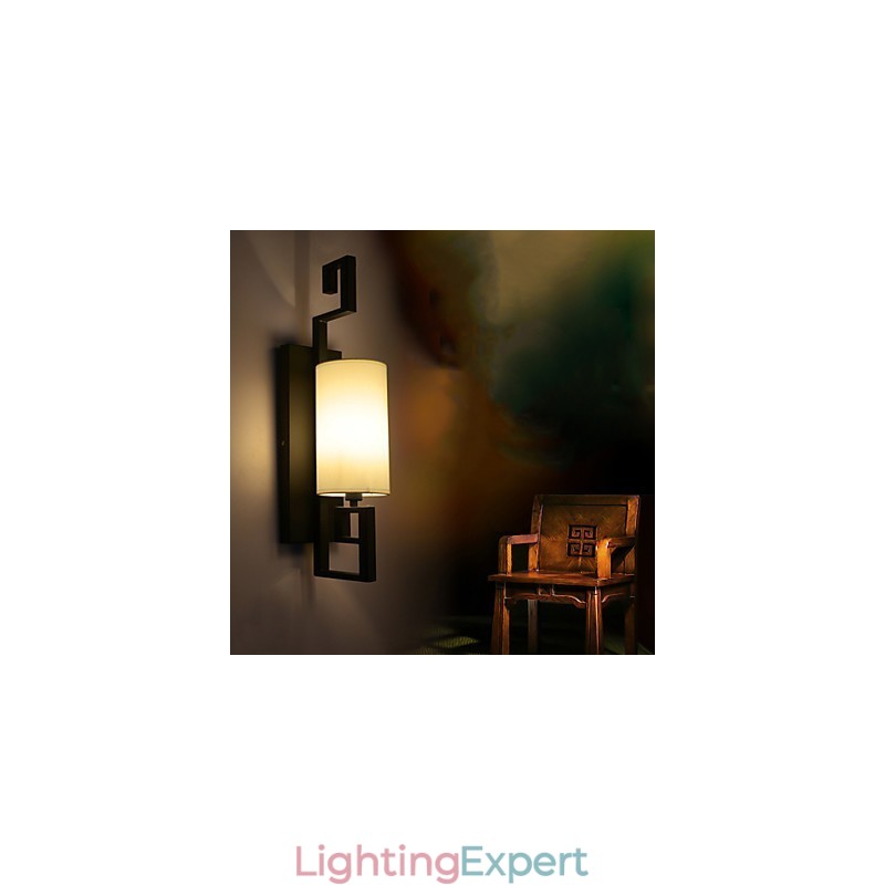 Modern American Style Antique Lamp Living Room Bedroom Hotel Rooms White Cloth Wall Lamp
