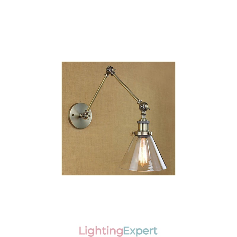 Iron Plating Bronze Bar Aisle Dining Room Hotel Vintage Iron Arm Glass Wall Lamp Lighting