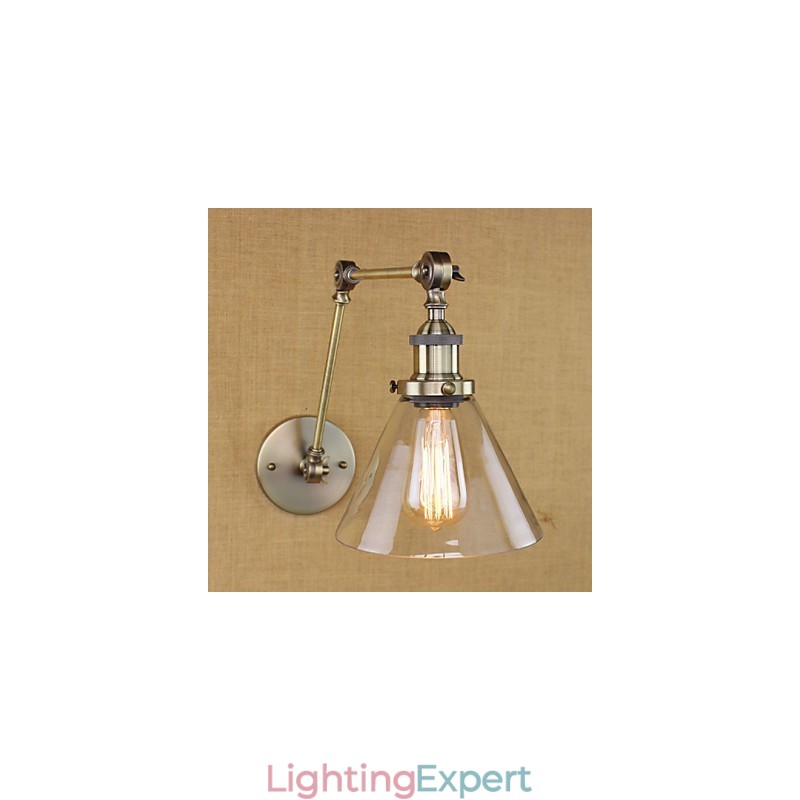 Iron Plating Bronze Bar Aisle Dining Room Hotel Vintage Iron Arm Glass Wall Lamp Lighting