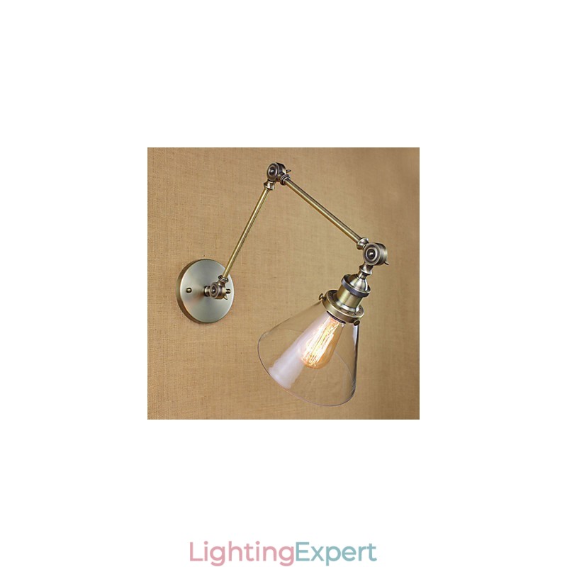 Iron Plating Bronze Bar Aisle Dining Room Hotel Vintage Iron Arm Glass Wall Lamp Lighting