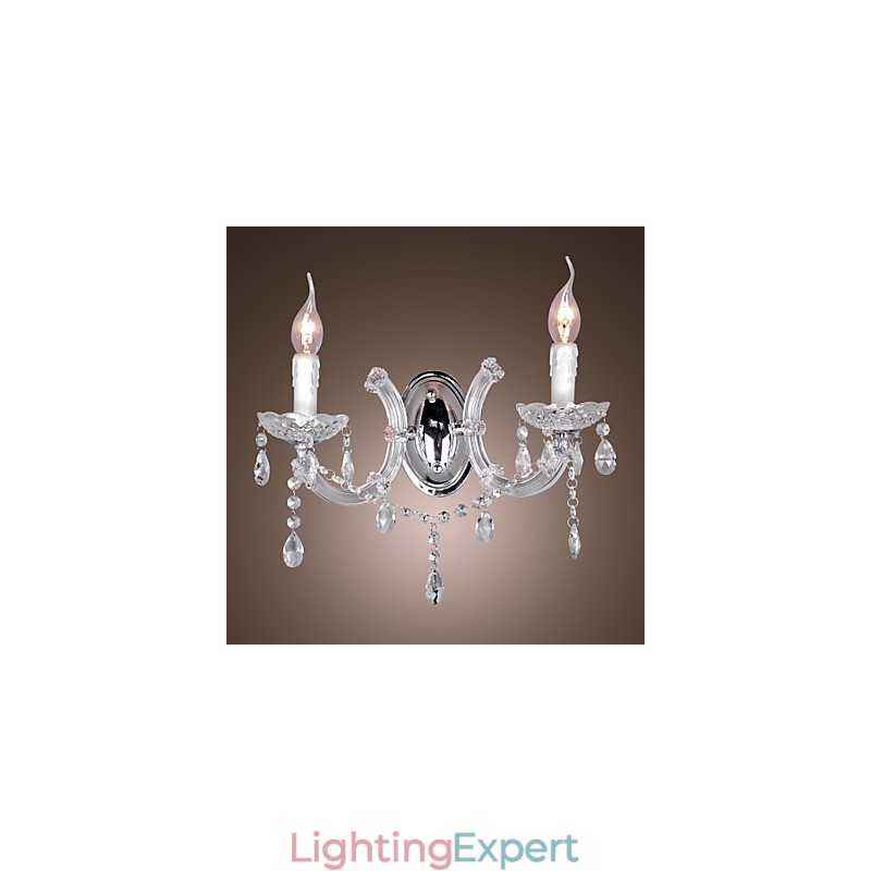 Elegant Crystal Wall Light with 2 Lights