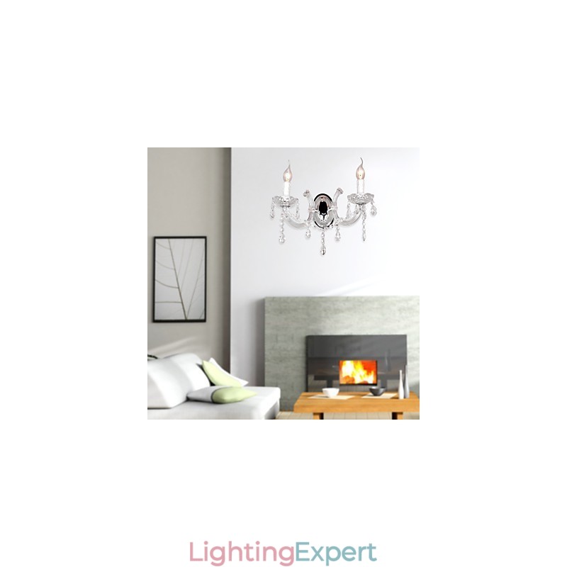 Elegant Crystal Wall Light with 2 Lights