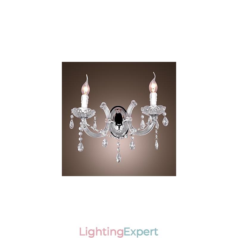 Elegant Crystal Wall Light with 2 Lights