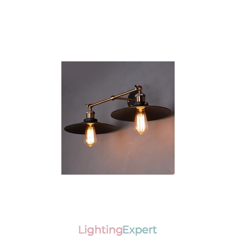 Rural Industrial Retro Wall Lamp Double Wall Lamp Black Umbrella