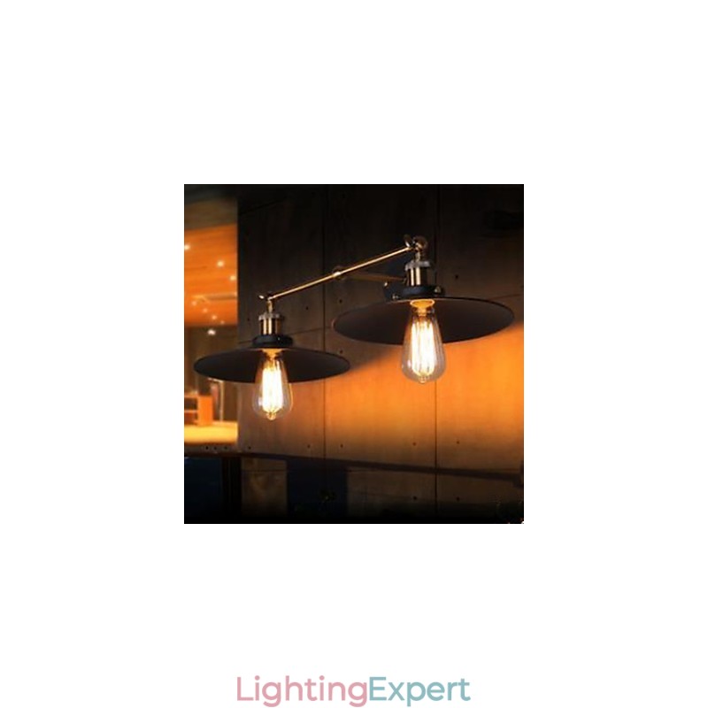 Rural Industrial Retro Wall Lamp Double Wall Lamp Black Umbrella