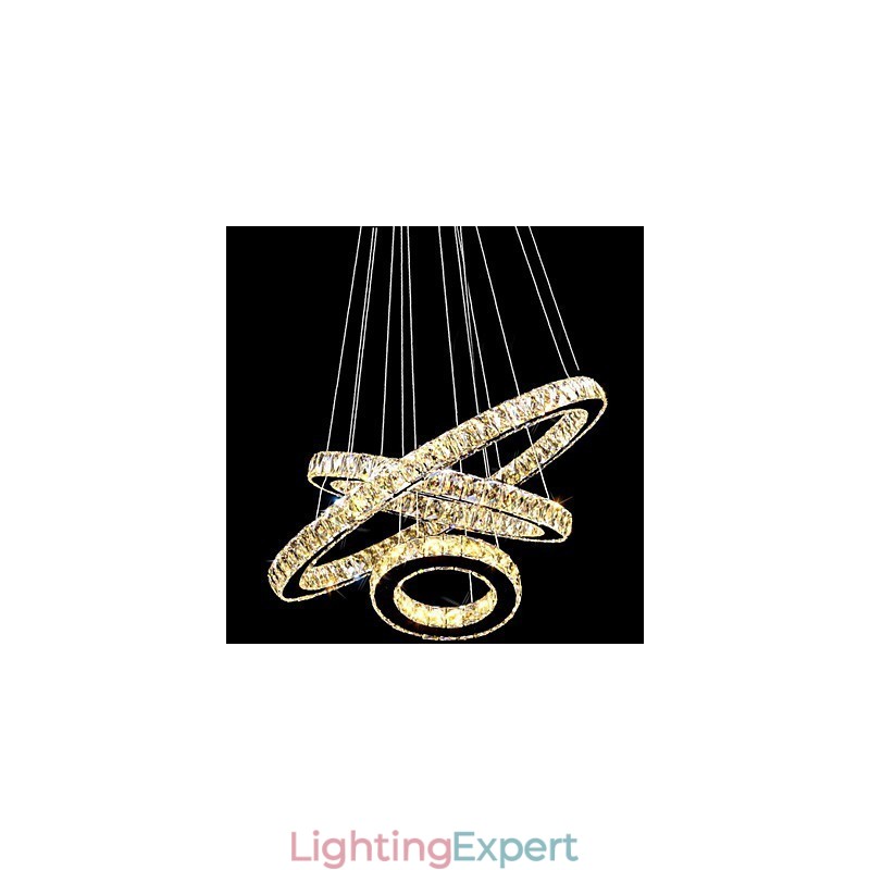 Crystal Pendant Light Modern Lighting Three Rings D406080 K9 Large Crystal Ceiling Light Fixtures