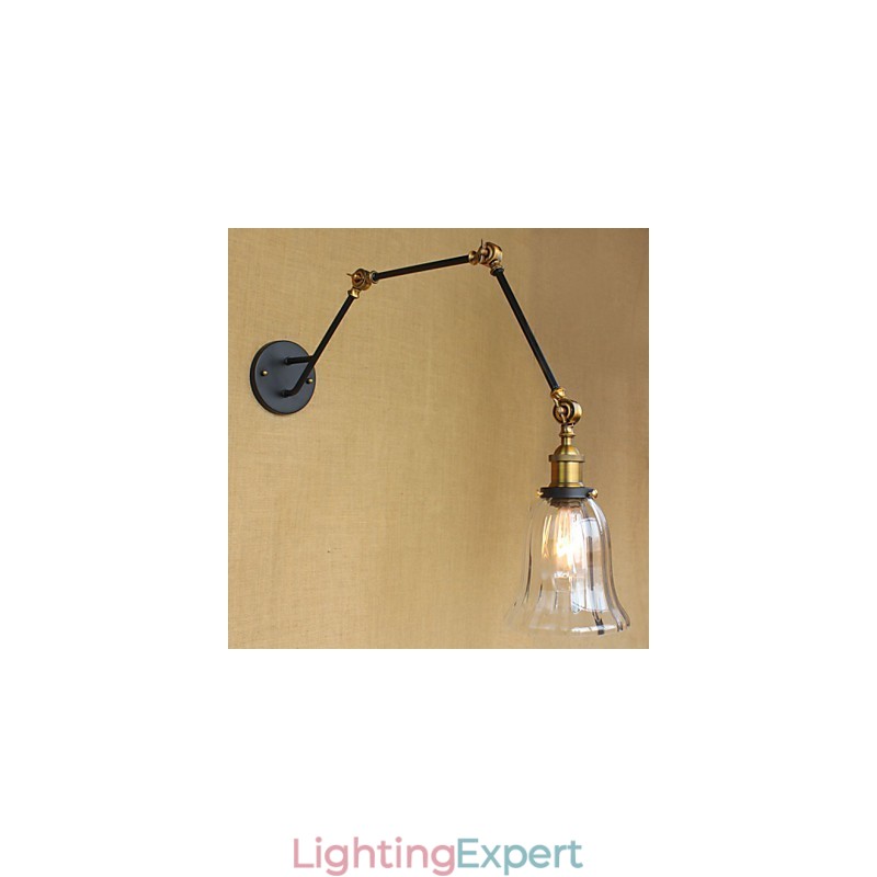 American Country Simple Retro Glass Lampshade Three Adjusting The Length Of The Long Arm Tube Wall