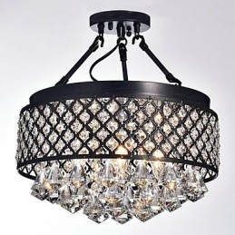 Traditional Classic Crystal Painting Metal Flush Mount