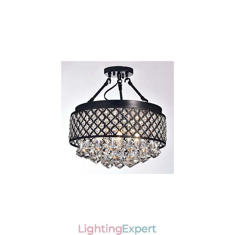 Traditional Classic Crystal Painting Metal Flush Mount