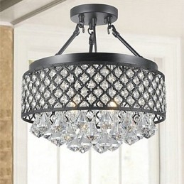 Traditional Classic Crystal Painting Metal Flush Mount