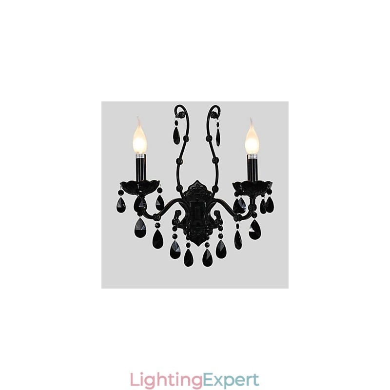 Crystal Mini Style Wall Sconces Candle Wall Lights Modern Contemporary Metal