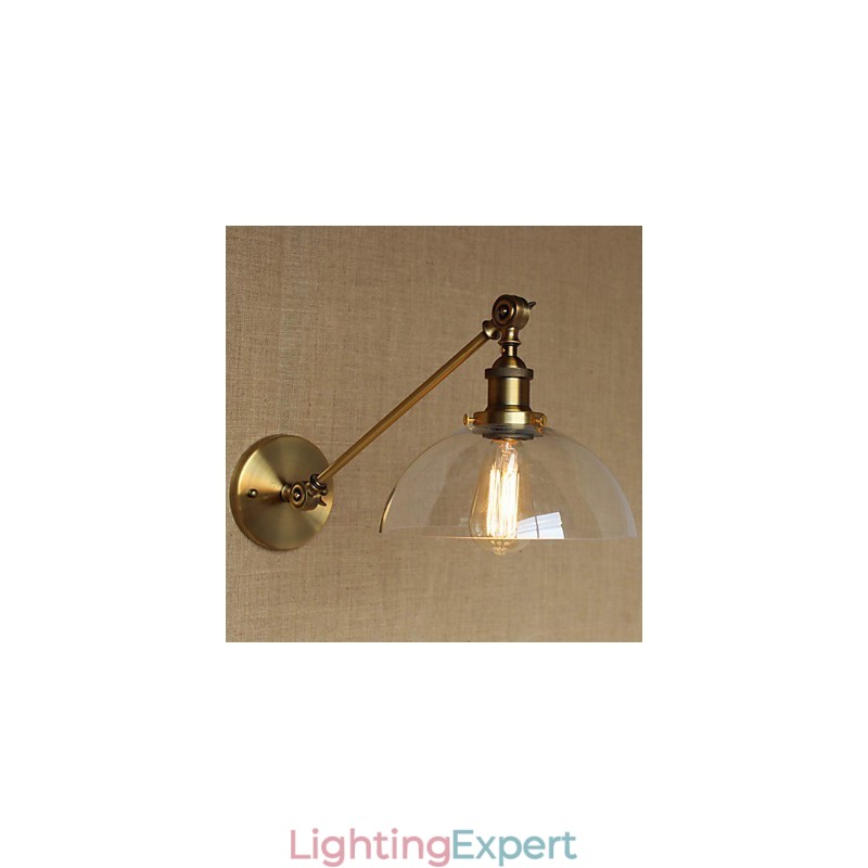 The Iron Glass Bronze Brass Arm Style Retro Creative American Country Hall Bedroom Wall Lamp