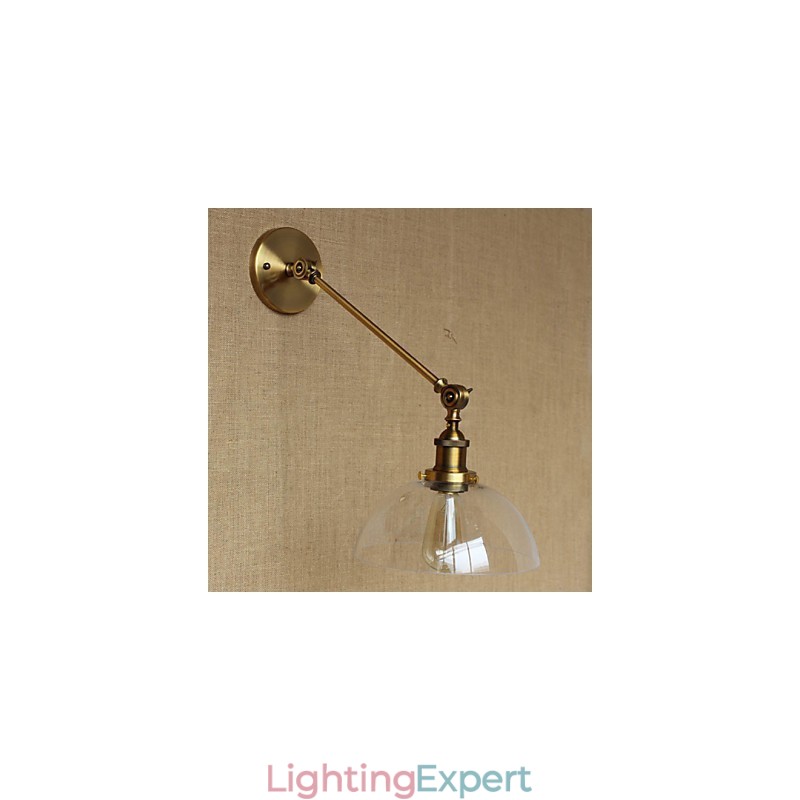 The Iron Glass Bronze Brass Arm Style Retro Creative American Country Hall Bedroom Wall Lamp