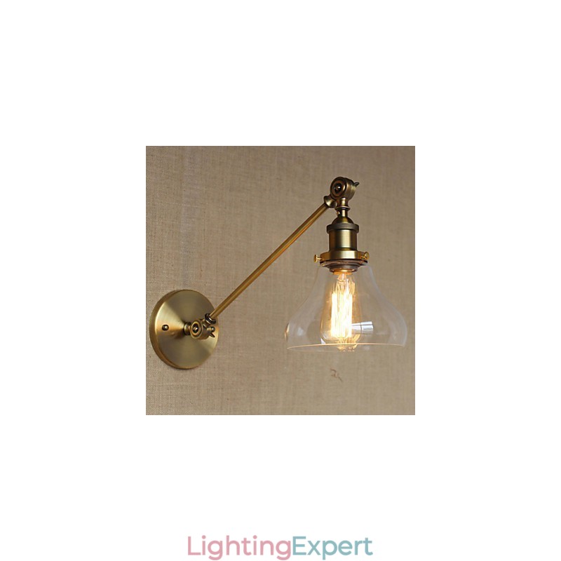 The Iron Glass Bronze Brass Arm Style Retro Creative American Country Hall Bedroom Wall Lamp
