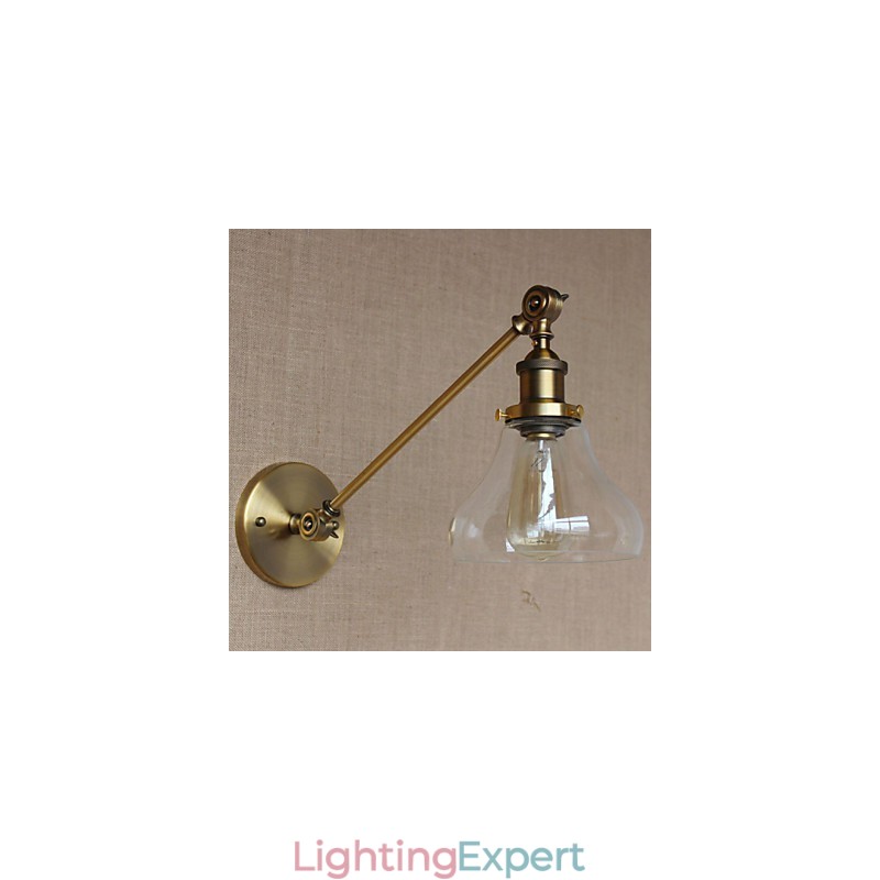 The Iron Glass Bronze Brass Arm Style Retro Creative American Country Hall Bedroom Wall Lamp