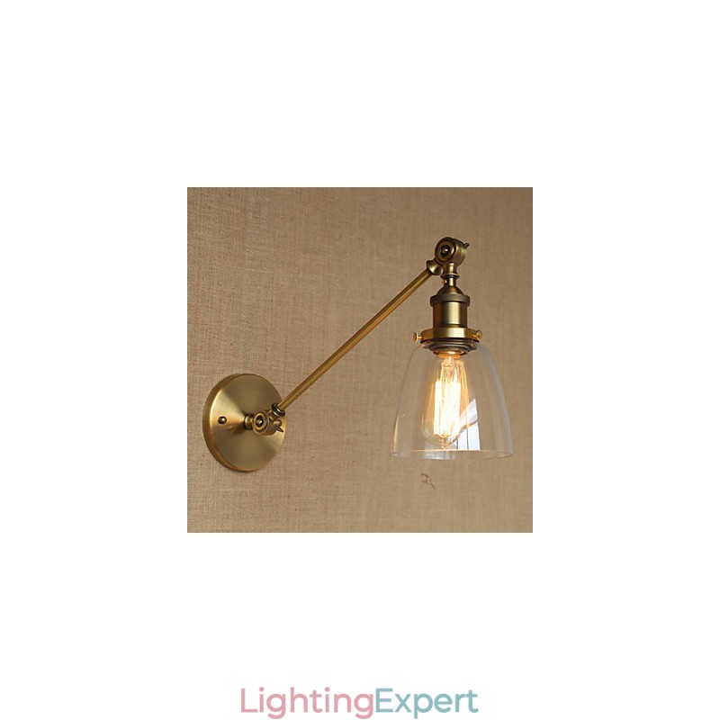 The Iron Glass Bronze Brass Arm Style Retro Creative American Country Hall Bedroom Wall Lamp