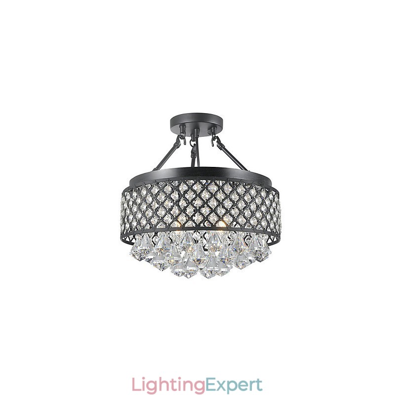 Traditional Classic Crystal Painting Metal Flush Mount