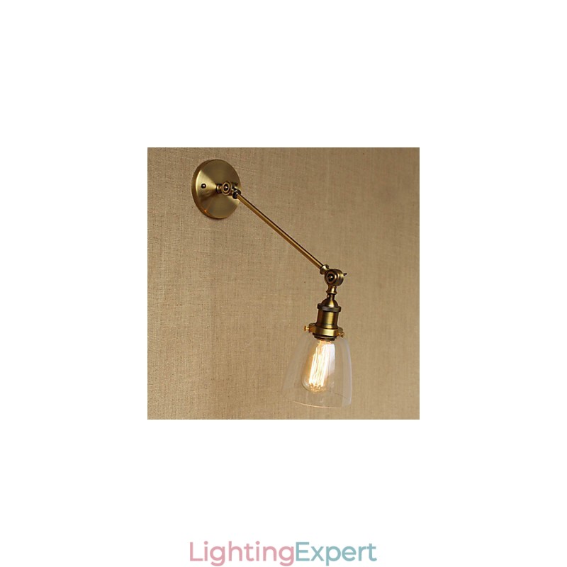 The Iron Glass Bronze Brass Arm Style Retro Creative American Country Hall Bedroom Wall Lamp