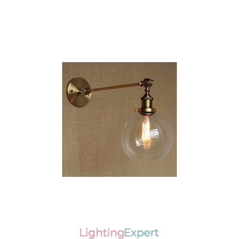 The Iron Glass Bronze Brass Arm Style Retro Creative American Country Hall Bedroom Wall Lamp