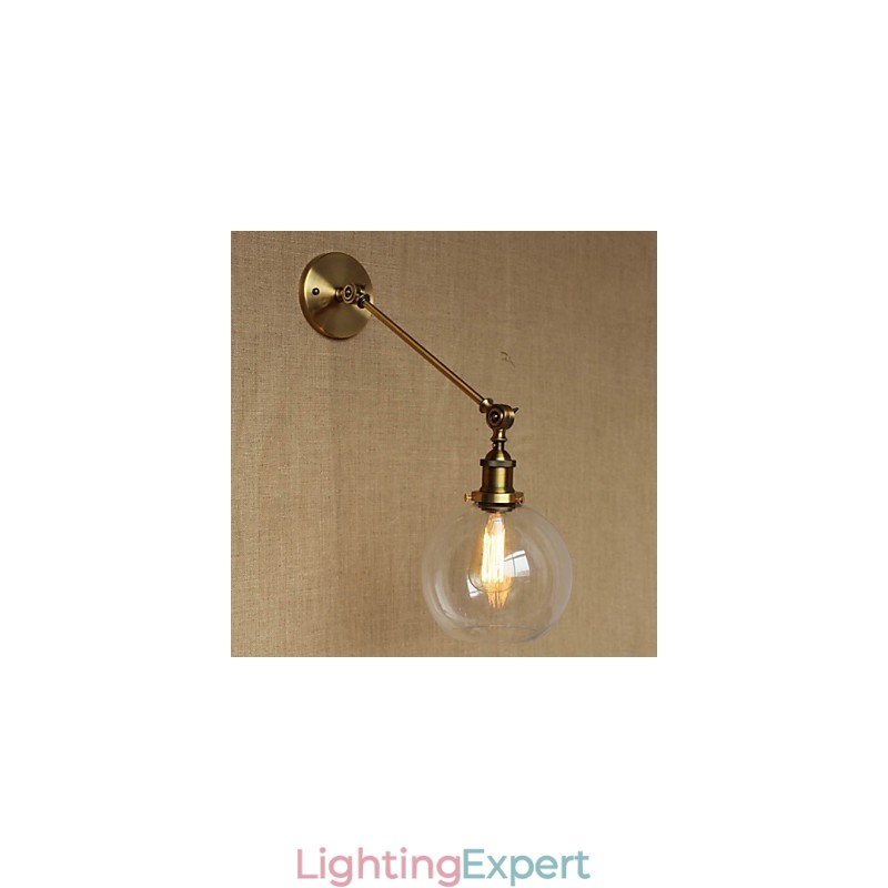 The Iron Glass Bronze Brass Arm Style Retro Creative American Country Hall Bedroom Wall Lamp