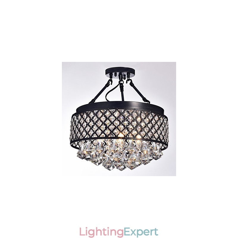 Traditional Classic Crystal Painting Metal Flush Mount