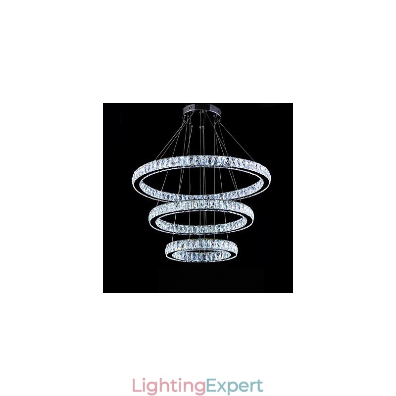 Crystal Pendant Light Modern Lighting Three Rings D406080 K9 Large Crystal Ceiling Light Fixtures