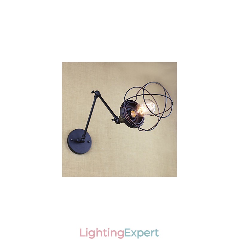 Style Bed Hotel Eestaurant Project Iron Arm Double Retro Vintage Black Belt Wall Lamp Switch