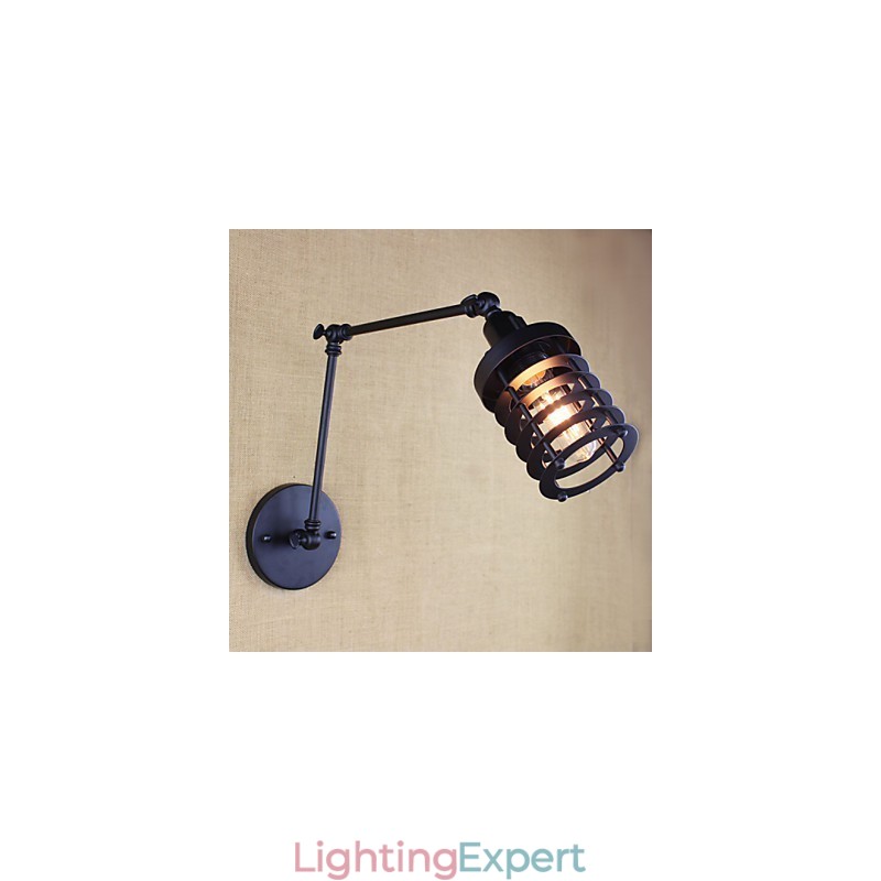 Style Bed Hotel Eestaurant Project Iron Arm Double Retro Vintage Black Belt Wall Lamp Switch