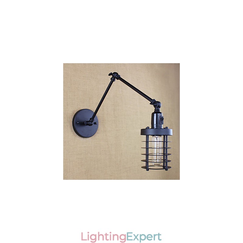 Style Bed Hotel Eestaurant Project Iron Arm Double Retro Vintage Black Belt Wall Lamp Switch