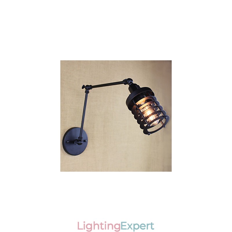 Style Bed Hotel Eestaurant Project Iron Arm Double Retro Vintage Black Belt Wall Lamp Switch