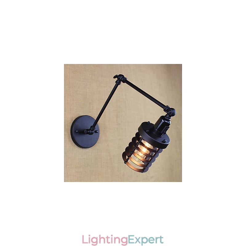 Style Bed Hotel Eestaurant Project Iron Arm Double Retro Vintage Black Belt Wall Lamp Switch