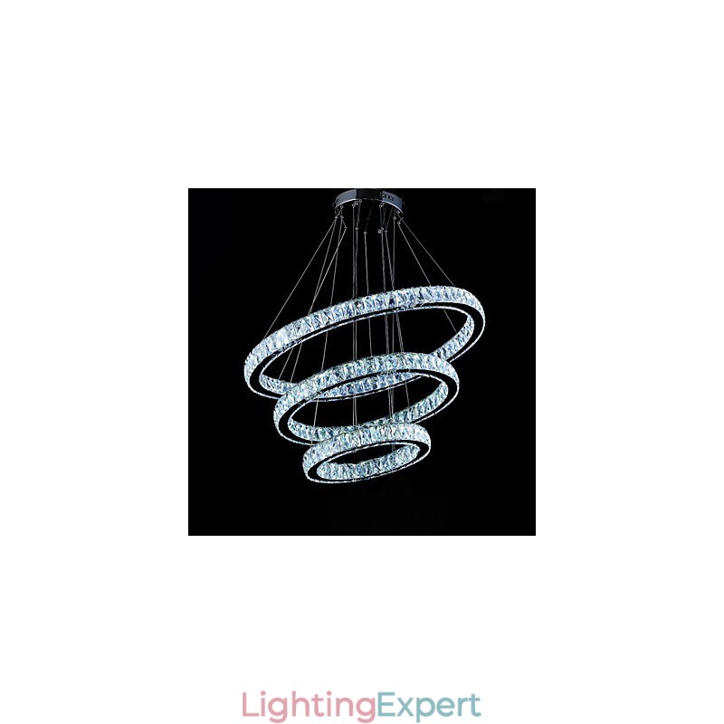 Crystal Pendant Light Modern Lighting Three Rings D406080 K9 Large Crystal Ceiling Light Fixtures
