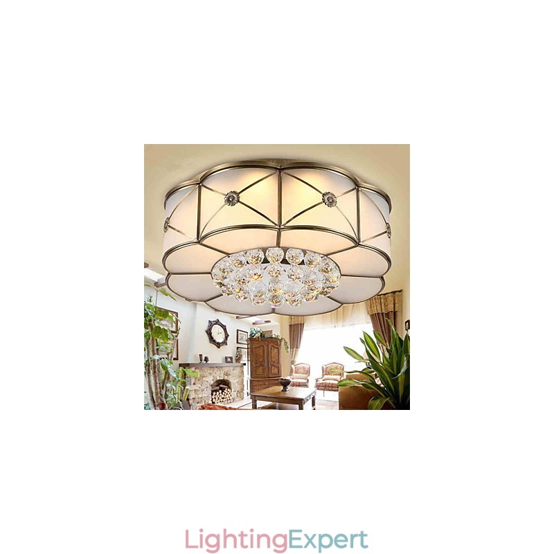 Traditional Classic Rustic Lodge Brass Metal Flush Mount