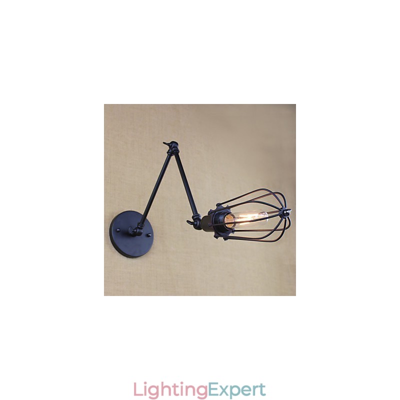Style Bed Hotel Eestaurant Project Iron Arm Double Retro Vintage Black Belt Wall Lamp Switch