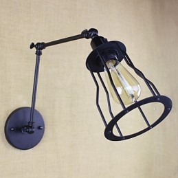 Style Bed Hotel Eestaurant Project Iron Arm Double Retro Vintage Black Belt Wall Lamp Switch